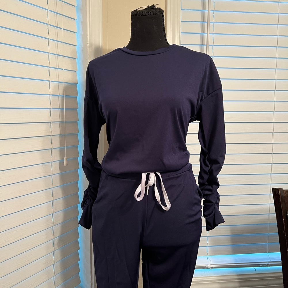 Navy Blue Ruffled Set